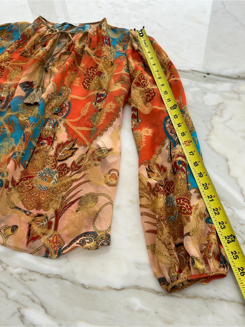 ETRO ORANGE MULTI FLORAL SILK TOP SIZE IT 46 / US 12 NWOTS! - Picture 11 of 16